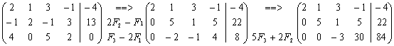 Sistema de 3x4 resuelto por Gauss